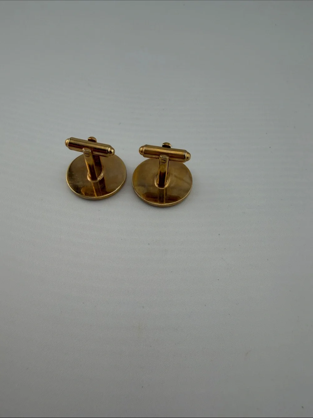 Vintage Gold-Tone and Black Fish Design Round Cufflinks - Men's Accessories